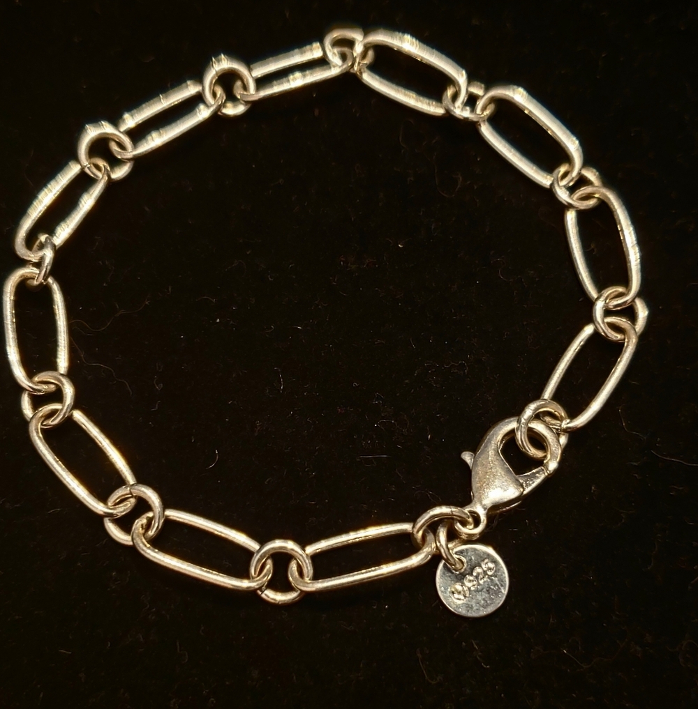 Bracelet Sterling Stamped 925 NEW Classic Paper Clip Link Style White Silver LUV - Picture 4 of 7